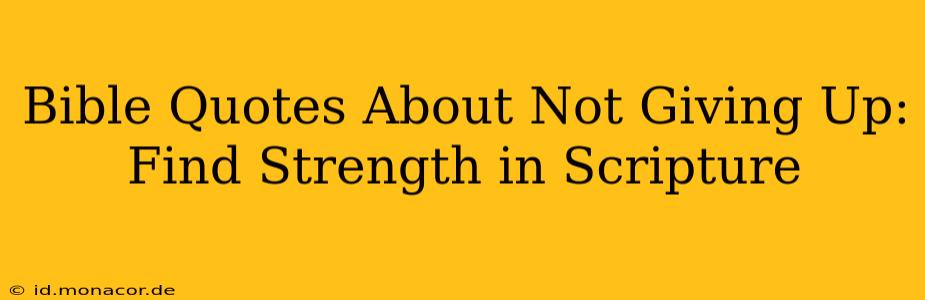 Bible Quotes About Not Giving Up: Find Strength in Scripture