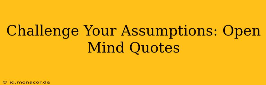 Challenge Your Assumptions: Open Mind Quotes