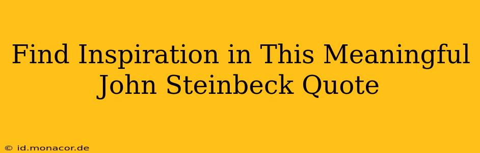 Find Inspiration in This Meaningful John Steinbeck Quote