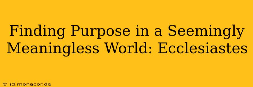 Finding Purpose in a Seemingly Meaningless World: Ecclesiastes