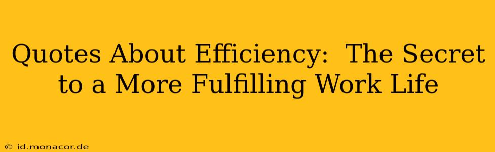 Quotes About Efficiency:  The Secret to a More Fulfilling Work Life