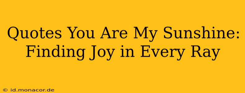 Quotes You Are My Sunshine: Finding Joy in Every Ray