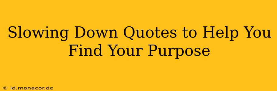 Slowing Down Quotes to Help You Find Your Purpose