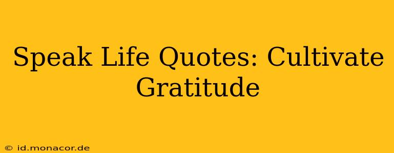Speak Life Quotes: Cultivate Gratitude