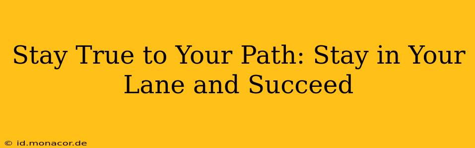 Stay True to Your Path: Stay in Your Lane and Succeed