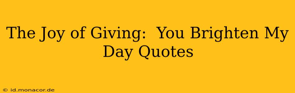 The Joy of Giving:  You Brighten My Day Quotes